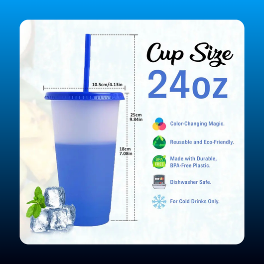 10pcs 24oz Color Changing Cups with Lids and Straws