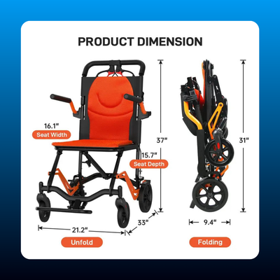 Lightweight Folding Transport Wheelchair