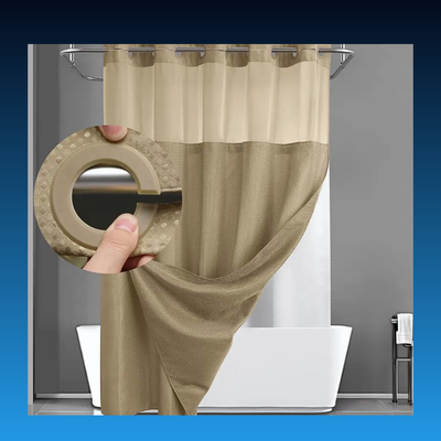 No Hook Shower Curtain with Snap in Liner (72''W x 75''H)