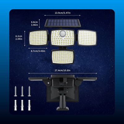 4-Head Solar Security Light with Remote