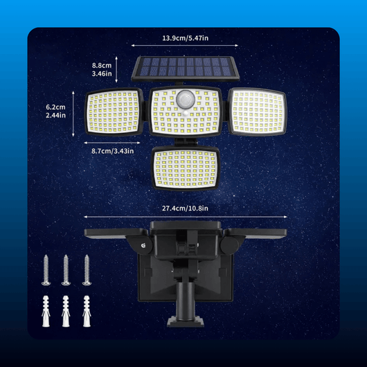 4-Head Solar Security Light with Remote