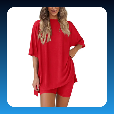 Oversized Crewneck Top & Biker Shorts Set