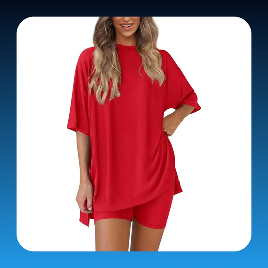 Oversized Crewneck Top & Biker Shorts Set