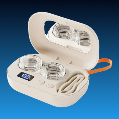 Ultrasonic Rechargeable Contact Lens Cleaner with Vanity Mirror