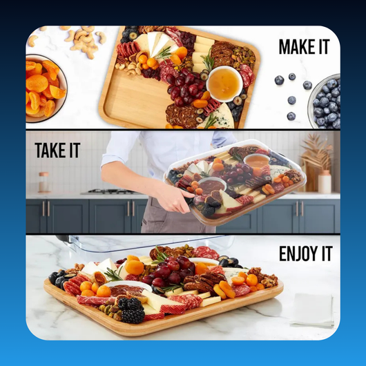 Charcuterie Board with Clear Lid (6 Compartments)