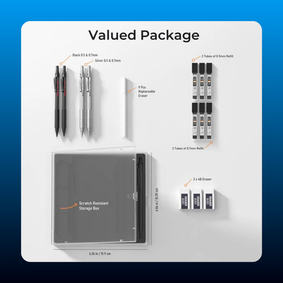 Metal Mechanical Pencil Set with Lead and Erasers