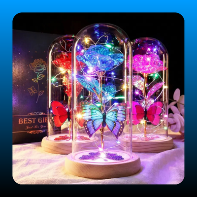 Eternal Flower Light Up Galaxy Rose in Glass Dome