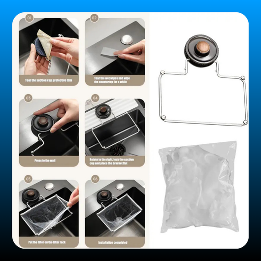 Suction Sink Strainer Holder with 50Pcs Food Catcher Filters