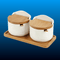 Porcelain Spice Canisters with Bamboo Tray