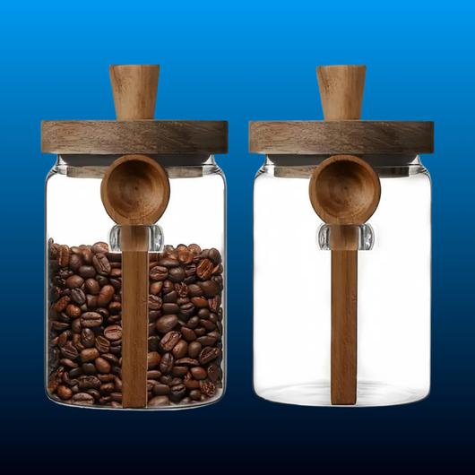 20oz Airtight Round Shape Glass Kitchen Canister with Bamboo Lid Charm