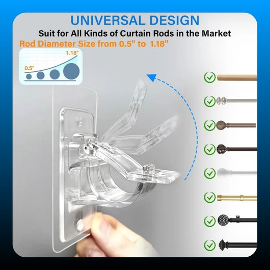 No Drill Needed Curtain Rod Holders (6 Pack)