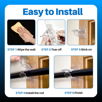 No Drill Needed Curtain Rod Holders (6 Pack)