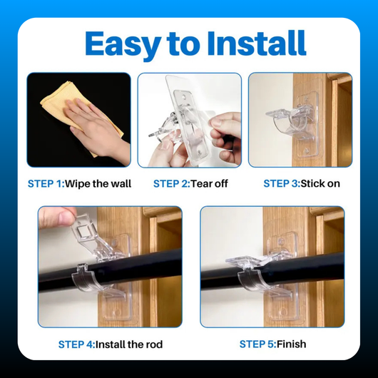 No Drill Needed Curtain Rod Holders (6 Pack)
