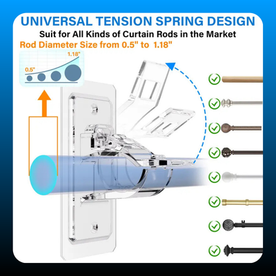 No Drill Needed Curtain Rod Holders (6 Pack)