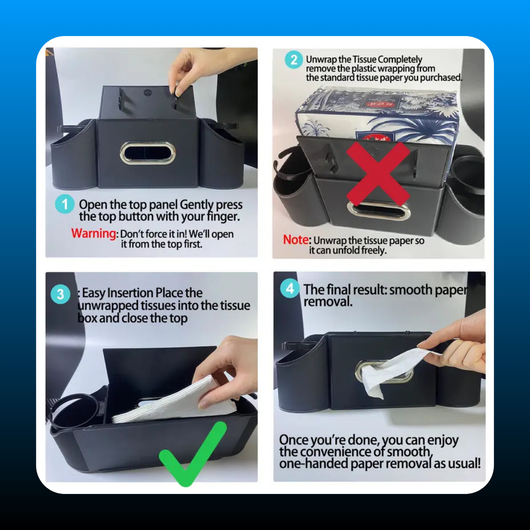 Multifunctional Car Seat Back Storage Box with Tissue Holder