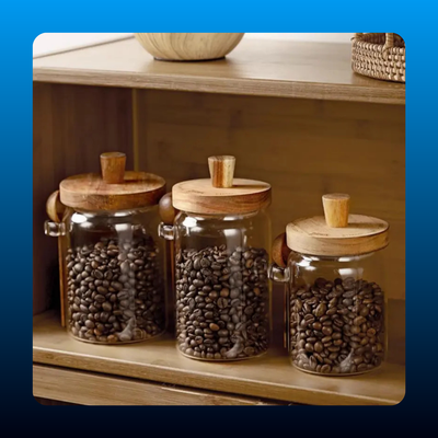 20oz Airtight Round Shape Glass Kitchen Canister with Bamboo Lid Charm