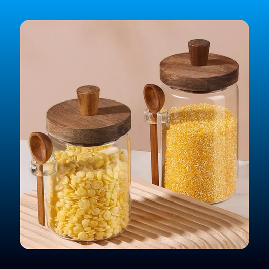 20oz Airtight Round Shape Glass Kitchen Canister with Bamboo Lid Charm