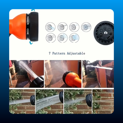 Adjustable High-Pressure Multi-Spray Pattern Water Hose Nozzle