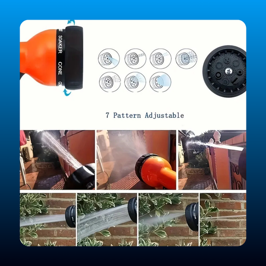 Adjustable High-Pressure Multi-Spray Pattern Water Hose Nozzle