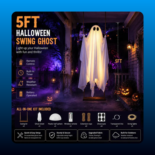 Light Up Hanging Ghost on Swing