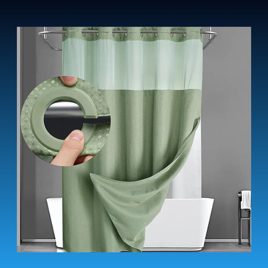 No Hook Shower Curtain with Snap in Liner (72''W x 75''H)