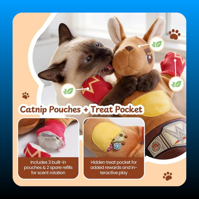 Kangaroo Puppet with Catnip Pouches & Treat Pocket