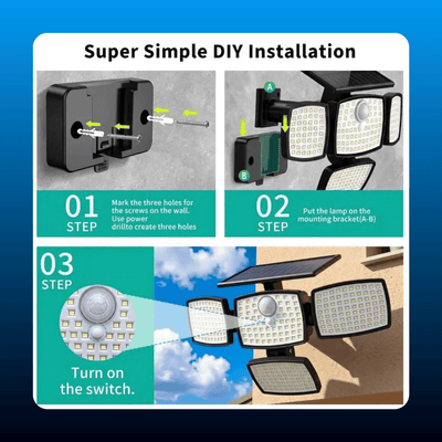 4-Head Solar Security Light with Remote