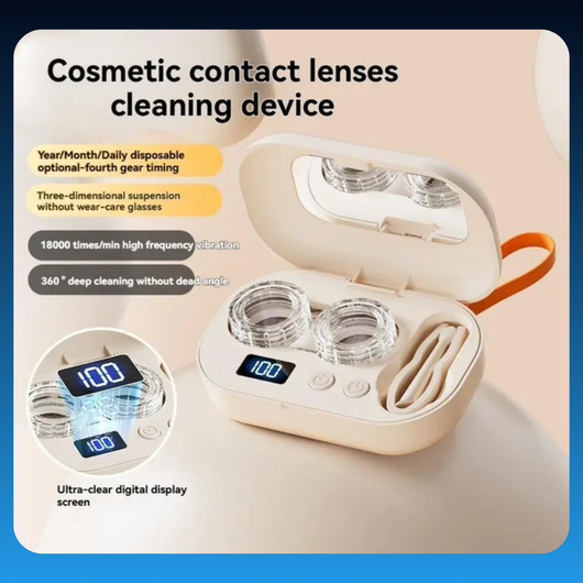 Ultrasonic Rechargeable Contact Lens Cleaner with Vanity Mirror
