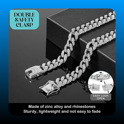 Silver Dog Chain Diamond Collar