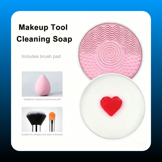 Makeup Brush Cleansing Soap with Silicone Cleaning Pad