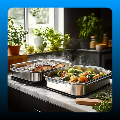 Non-Stick Stainless Steel Baking Pans with Lids
