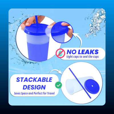 10pcs 24oz Color Changing Cups with Lids and Straws