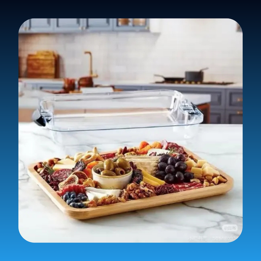 Charcuterie Board with Clear Lid (6 Compartments)