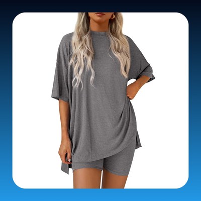 Oversized Crewneck Top & Biker Shorts Set