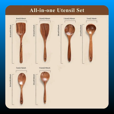 10-Piece Natural Wood Kitchen Utensil Set