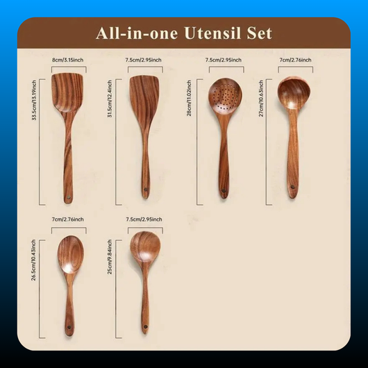 10-Piece Natural Wood Kitchen Utensil Set