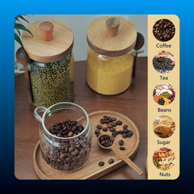 20oz Airtight Round Shape Glass Kitchen Canister with Bamboo Lid Charm