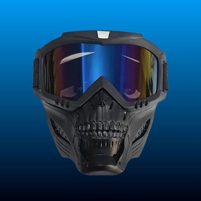 Skull Face Mask with Mirrored Goggles