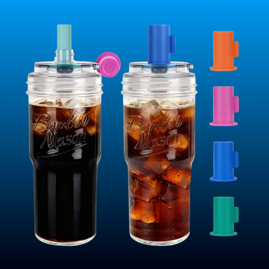 24oz Mason Jar Glass Cup with Lid and Straw