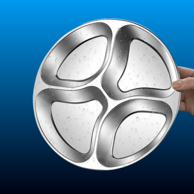 4-Compartment Stainless Steel Divided Plate