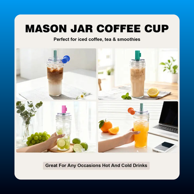 24oz Mason Jar Glass Cup with Lid and Straw