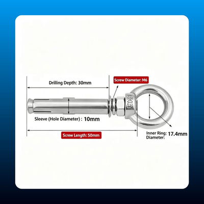 Stainless Steel Expansion Eye Bolt Anchors (2 Pack)