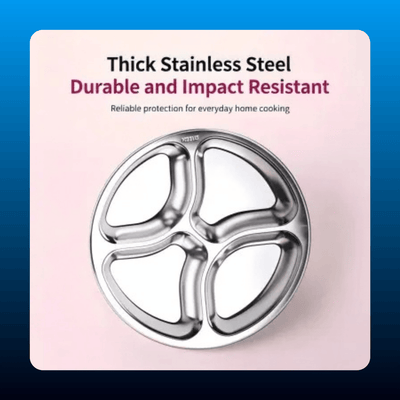 4-Compartment Stainless Steel Divided Plate