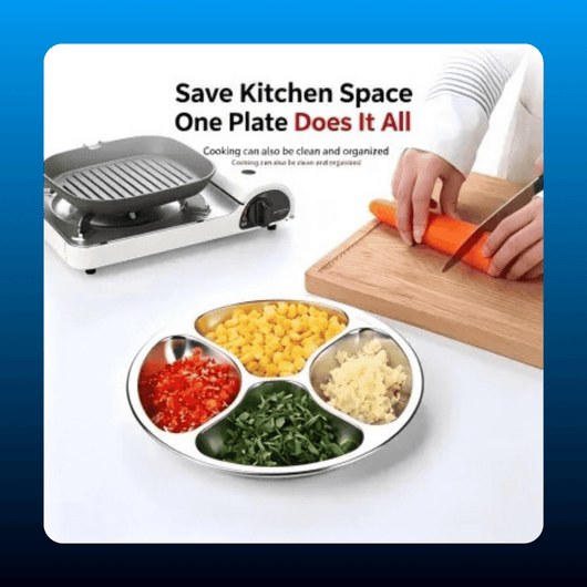 4-Compartment Stainless Steel Divided Plate