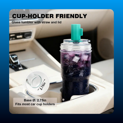 24oz Mason Jar Glass Cup with Lid and Straw