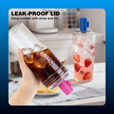 24oz Mason Jar Glass Cup with Lid and Straw