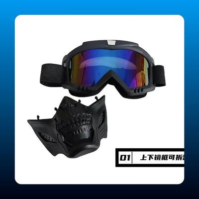 Skull Face Mask with Mirrored Goggles