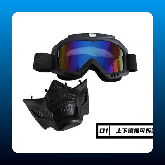 Skull Face Mask with Mirrored Goggles