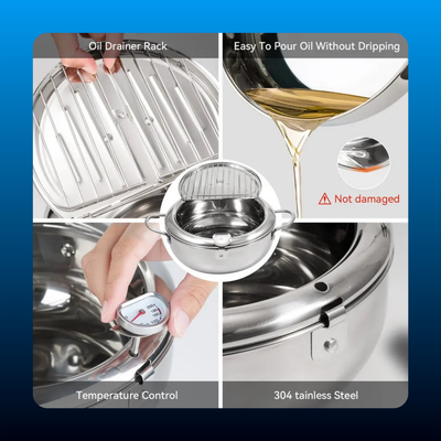 Stainless Steel Deep Fryer Pot with Strainer