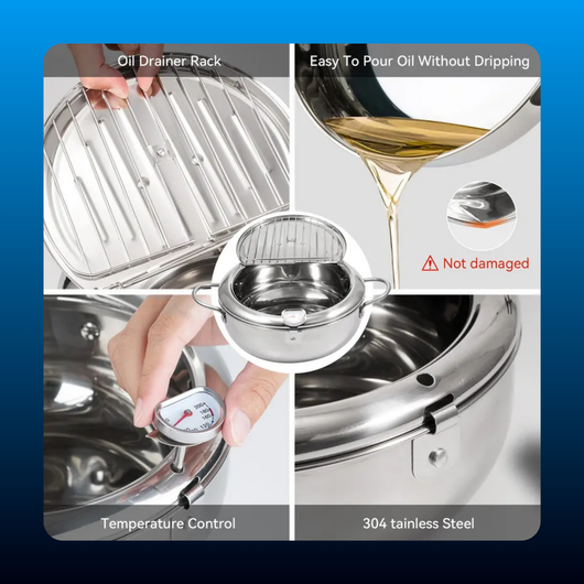 Stainless Steel Deep Fryer Pot with Strainer